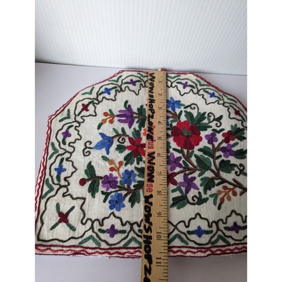 Vintage Heavily Embroidered Tea Pot Cozy Floral Thickly Padded Liner Hand Made - Picture 7 of 11